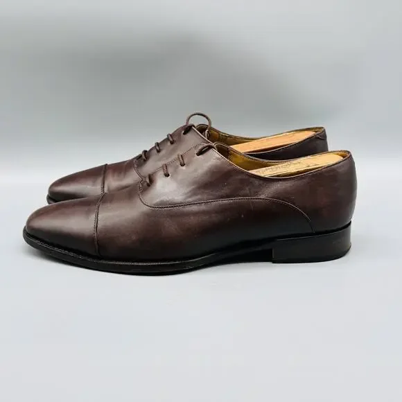 Elegant Dark Brown Cap Toe Oxfords - Picture 5 of 11